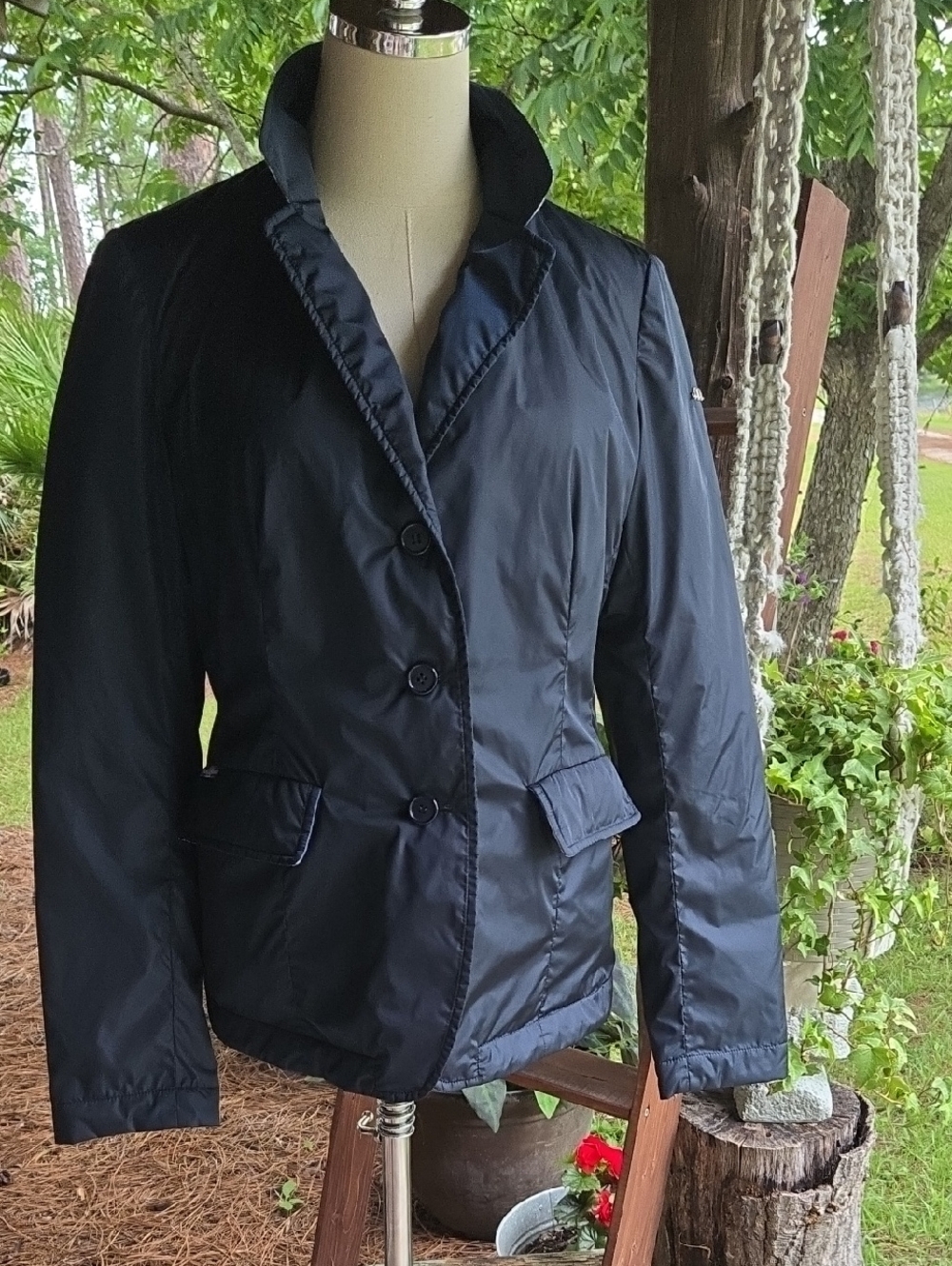 Alessandro Albanese Carly Navy Blue Nylon Equestrian Riding Jacket Size M